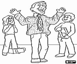 Een vader blij met het geschenk kleurplaat