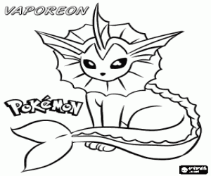 Vaporeon, een aquatische pokemon kleurplaat
