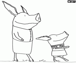 Het varkentje Olivia met haar moeder kleurplaat