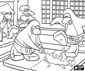 Vechtkunst van Club Penguin kleurplaat