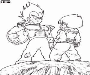 Vegeta en Son Gohan, zoon van Goku kleurplaat
