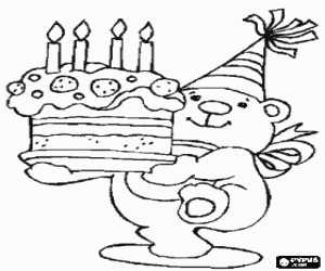 Verjaardag van de Teddy beer kleurplaat