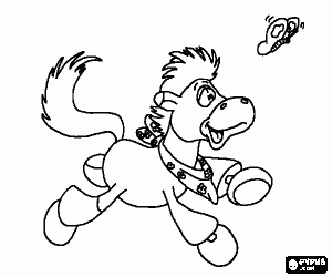 Een veulen en de vlinder kleurplaat