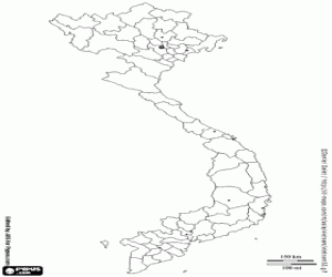 Vietnam kaart kleurplaat