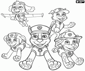 Vijf van de honden Paw Patrol kleurplaat