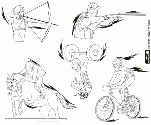 Vijf Olympische sporten kleurplaat