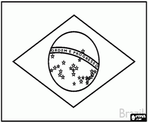 Vlag van Brazilië kleurplaat