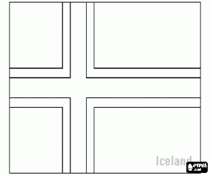 Vlag van IJsland kleurplaat