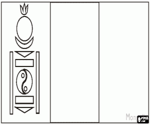 Vlag van Mongolië kleurplaat