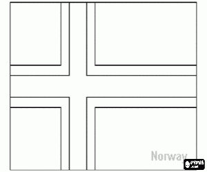 Vlag van Noorwegen kleurplaat