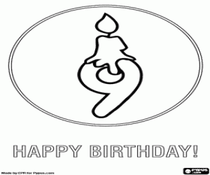 Voor een gelukkige negende verjaardag kleurplaat