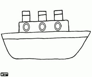 Een vrachtschip, het ontwerp van een kind kleurplaat