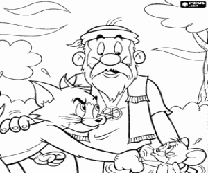 Vrede poging tussen Tom en Jerry kleurplaat