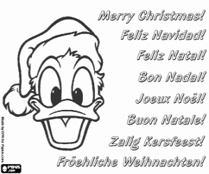Vrolijk kerstfeest met Donald Duck kleurplaat