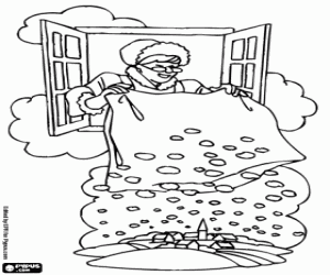 Vrouw Holle, Duits fable karakter kleurplaat