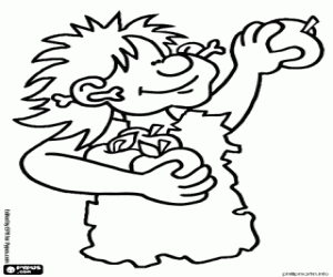 Vruchten oogst in de prehistorie kleurplaat