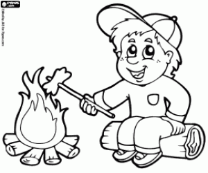 Wandelaar met een worst kleurplaat