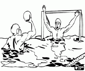 Een wedstrijd van Waterpolo kleurplaat