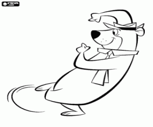 Yogi Bear begint te lopen kleurplaat