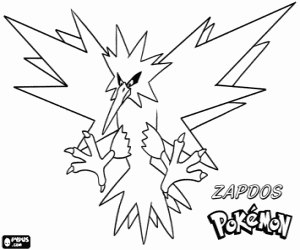 Zapdos, een vogel Pokemon kleurplaat