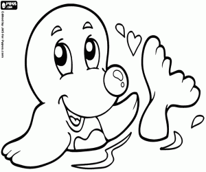 Een zeehond in het water kleurplaat