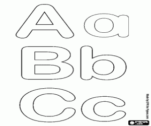 Zeepbel alfabet, letters A, B, C kleurplaat