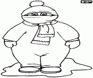 Een zeer beschut jongen in de winter kleurplaat