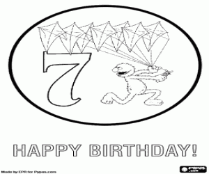 Een zeven jaar verjaardag en Grover kleurplaat