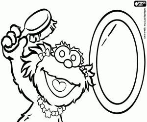 Zoe voor de spiegel kleurplaat