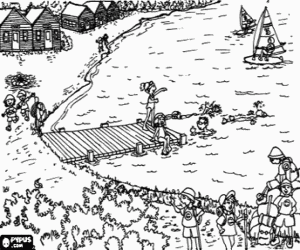 Een zomerkamp kleurplaat