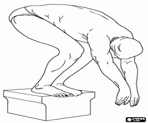 Zwemmer klaar om te concurreren kleurplaat